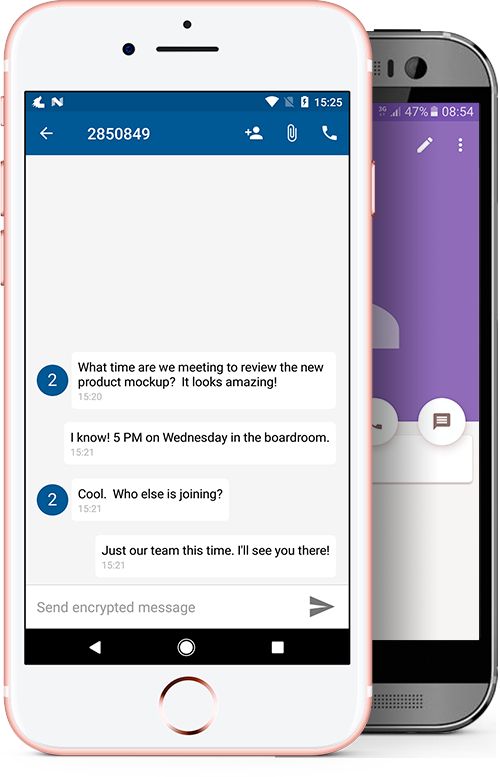 Roka Com secure text messaging screenshot on smart phones