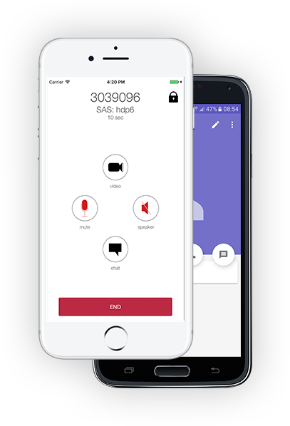 seamlessly-secures-phones mobile phone screenshots showing the Roka Com app for secure communications