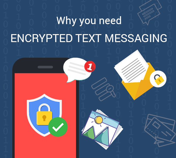 an infographic of a cell phone with encrypted text messaging